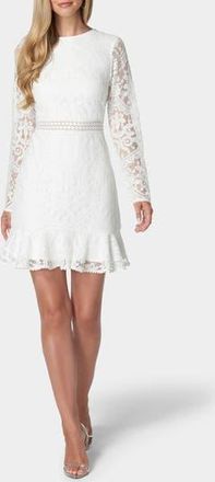 Bebe Lace Long Sleeve Dress in White at Nordstrom Rack, Size Large