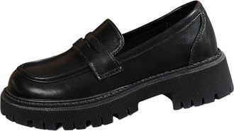 Generic Black Ladies Loafers Low-Top Thick-Soled British Style for Daily Fashion and Leisure Activities