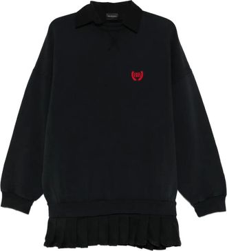 Balenciaga Abito corto plissettato con ricamo - Nero