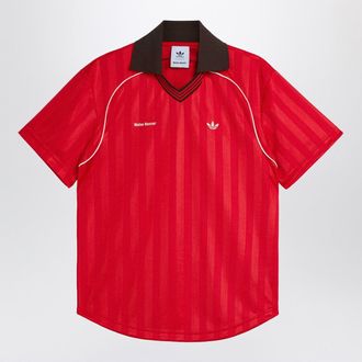 adidas Football T-shirt rosso scarlatto in jacquard