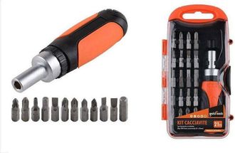 Trade Shop Trade Shop - Kit Cacciavite A Cricchetto Multiuso 21 Pezzi Magnetico Doppia Funzione 92192