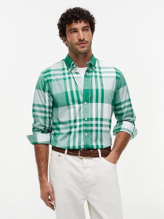 Tommy Hilfiger Mens Regular Fit Plaid All-Day Shirt - Green - XXL