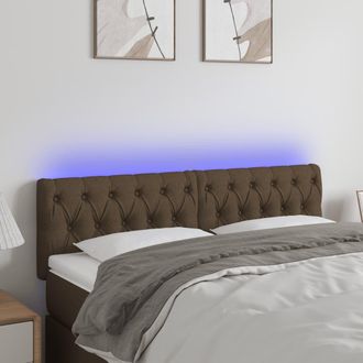 vidaXL Cabecero Con Led De Tela Marr&oacute;n Oscuro 144x7x78/88 Cm Vidaxl