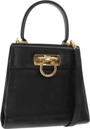 Ferragamo Pre-owned Handbags, female, Black, Size: ONE SIZE Pre-owned Leather Handbag