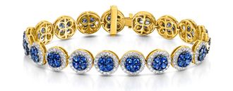 The Diamond Store Sapphire and Lab Diamond Halo Bracelet in 9K Gold Bracelet