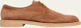 Brunello Cucinelli Mens Suede Tonal-Sole Derby Shoes