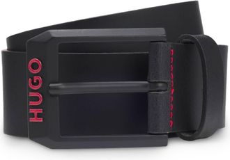 HUGO BOSS Mens Gelio B Belt in Black Leather - Size 38 (Waist)