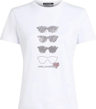 Karl Lagerfeld T-shirt con strass - Bianco