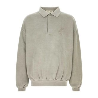 Fear of God Sweatshirts, male, Gray, Size: L Embroidered Classic Polo Sweatshirt