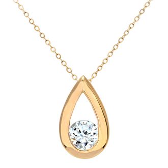 Diamant L'éternel Womens 9ct Yellow Gold Half Carat Diamond Tear Drop Pendant and 18 Chain - One Size