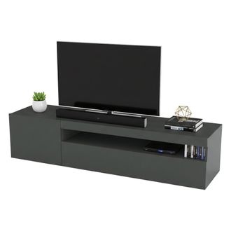 Dmora Dmora - Soporte Para Tv Para Sala De Estar, Made In Italy, Soporte Para Tv Con 2 Puertas, Soporte Para Tv Para Sala De Estar, Cm 150x40h37, Color Antr