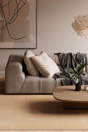 Kukoon Natural Wool Plush Deep Pile Area Rug Beige, Grey, Green in Taupe | Size: 190 cm x 280 cm