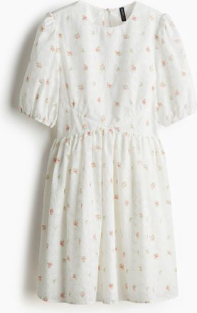 H&M Rückenfreies Kleid mit Stickereien - White
