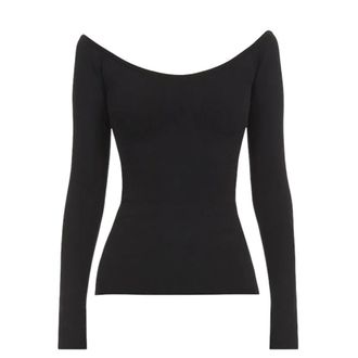 Ferragamo Off-Shoulder Long-Sleeve Top, Size X-Large