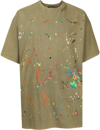 Mostly Heard Rarely Seen Paint-embroidered cotton T-shirt - men - Cotton - L - Green