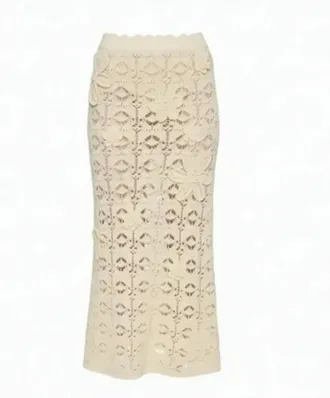 Pinko Anthemis Openwork Crochet Midi Skirt