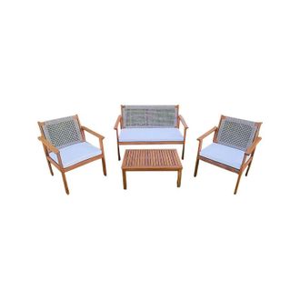 Gardenia Set Vanna 4pz in acacia e corda color salvia