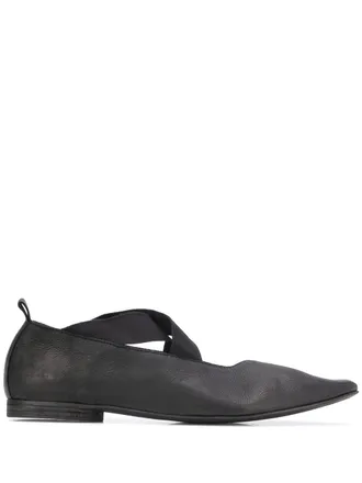 Uma Wang crisscross strap pointed toe ballerinas - Black