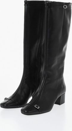 Carel Stivali STARTER in Pelle con Fibbie Argentate Tacco 4.5cm Carel Paris