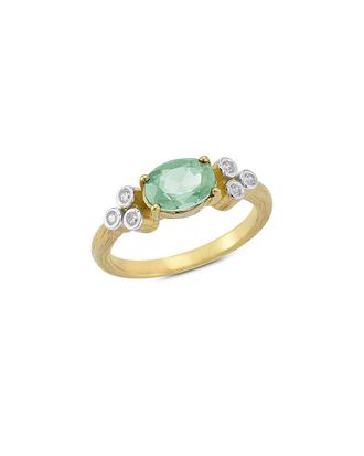 I.Reiss Company 14K 1.19 Ct. Tw. Diamond & Green Amethyst Cocktail Ring