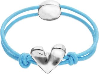 UNOde50 Elastic Thread Bracelet with Sterling Silver Plated Heart in Blue at Nordstrom, Size Medium