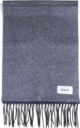 D4.0 Logo-patch Sjaal - Heren - Sjaals - Blauw - ONE Size - Kasjmier - Accessoires