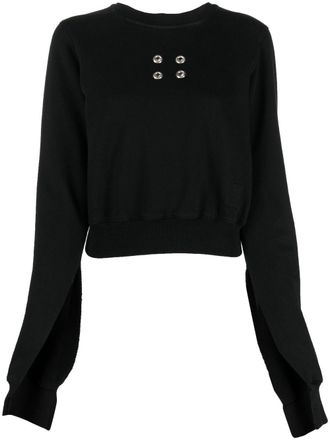 Rick Owens eyelet-embellished cropped sweatshirt - Black