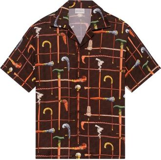 Dr&ocirc;le de Monsieur Spread-collar Print Shirt