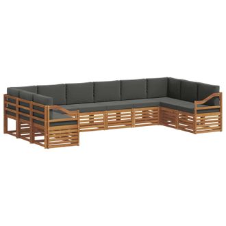 vidaXL Set Di Divani Da Esterno 10 Pz Naturale E Antracite Vidaxl
