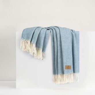 Lands Downunder Herringbone Cashmere Throw in Sky Blue at Nordstrom