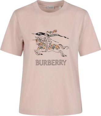 Burberry Frankie EKD Check T-Shirt - Dames - T-shirts - Roze - M - Katoen - Tops