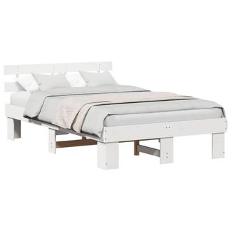 Berkfield Home White Bed Frame with Headboard White 120x200 cm Solid Wood Pine