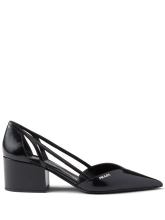 Prada 55 mm uitgesneden leren pumps - Zwart