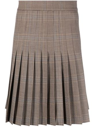Moschino checked pleated skirt - men - Elastane/Polyester/Virgin Wool - 56 - Brown