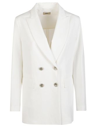 Herno Double Breasted Tailored Cotton Blend Blazer