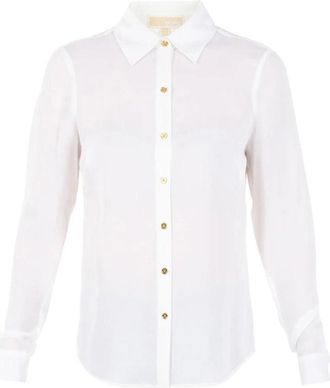 Michael Kors Zijden Georgette Blouse - Dames - Overhemden - Wit - XL - Overhemden