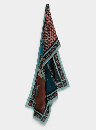 Paul Smith Mens 100% virgin wool colourful garden scarf