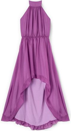 Motivi Asymmetrische lange jurk met open rug - Dames - Feestkleedjes - Paars - XS - Polyester - Kleedjes