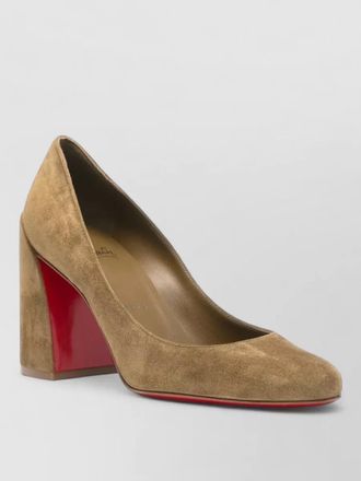 Christian Louboutin miss sab suede leather block heel pumps