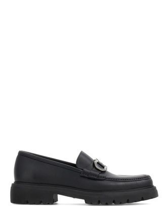 Ferragamo Chunky Rubber Sole Loafers with Silver-tone Buckle Detail
