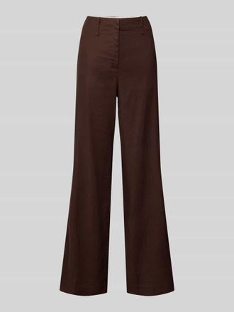 Stefanel Straight Fit Leinenhose mit Viskose-Anteil in Hazel, Gr&ouml;&szlig;e 34