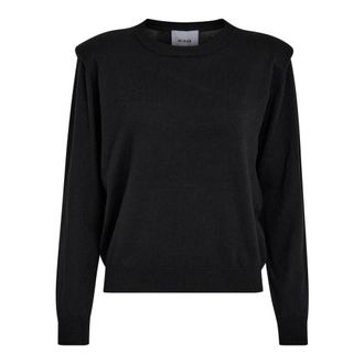 Minus Effen Gebreide Trui Zwart Eco Vero - Dames - Ronde hals truien - Zwart - XS - Truien & Vesten