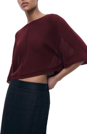 Mango Oversize Fine Knit Sweater in Burgundy at Nordstrom, Size Small