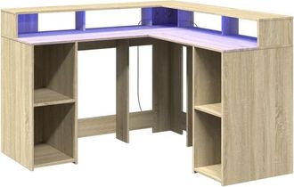 vidaXL Vidaxl - Escritorio con led madera ingeniería roble Sonoma 130x130x91 cm