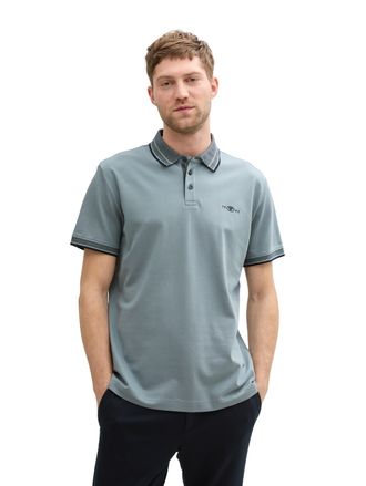 Tom Tailor Poloshirt TOM TAILOR, Herren, Gr. S, grau (grau mint), Piqu&eacute;, Obermaterial: 95% Baumwolle, 5% Elasthan, kontrastfarbene Details, unifarben, regular fi