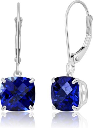 MAX + STONE Solid 10k Yellow or White Gold 8mm Cushion Cut Dangle Gemstone Earrings