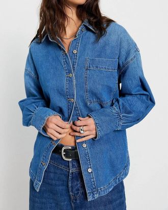Free People Ashley Denim Shirt In Medium Wash