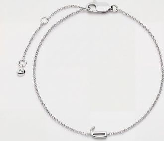 Monica Vinader Sterling Silver Initial J Chain Bracelet