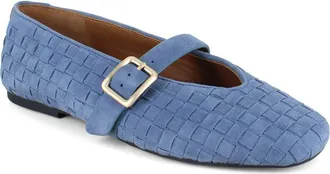 Gentle Souls Winifred Woven Mary Jane Flat in Chambray Suede at Nordstrom, Size 8.5