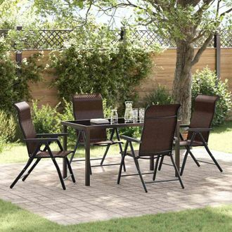 vidaXL Conjunto De Comedor De Jard&iacute;n 5 Pcs Marr&oacute;n Polirat&aacute;n Vidaxl